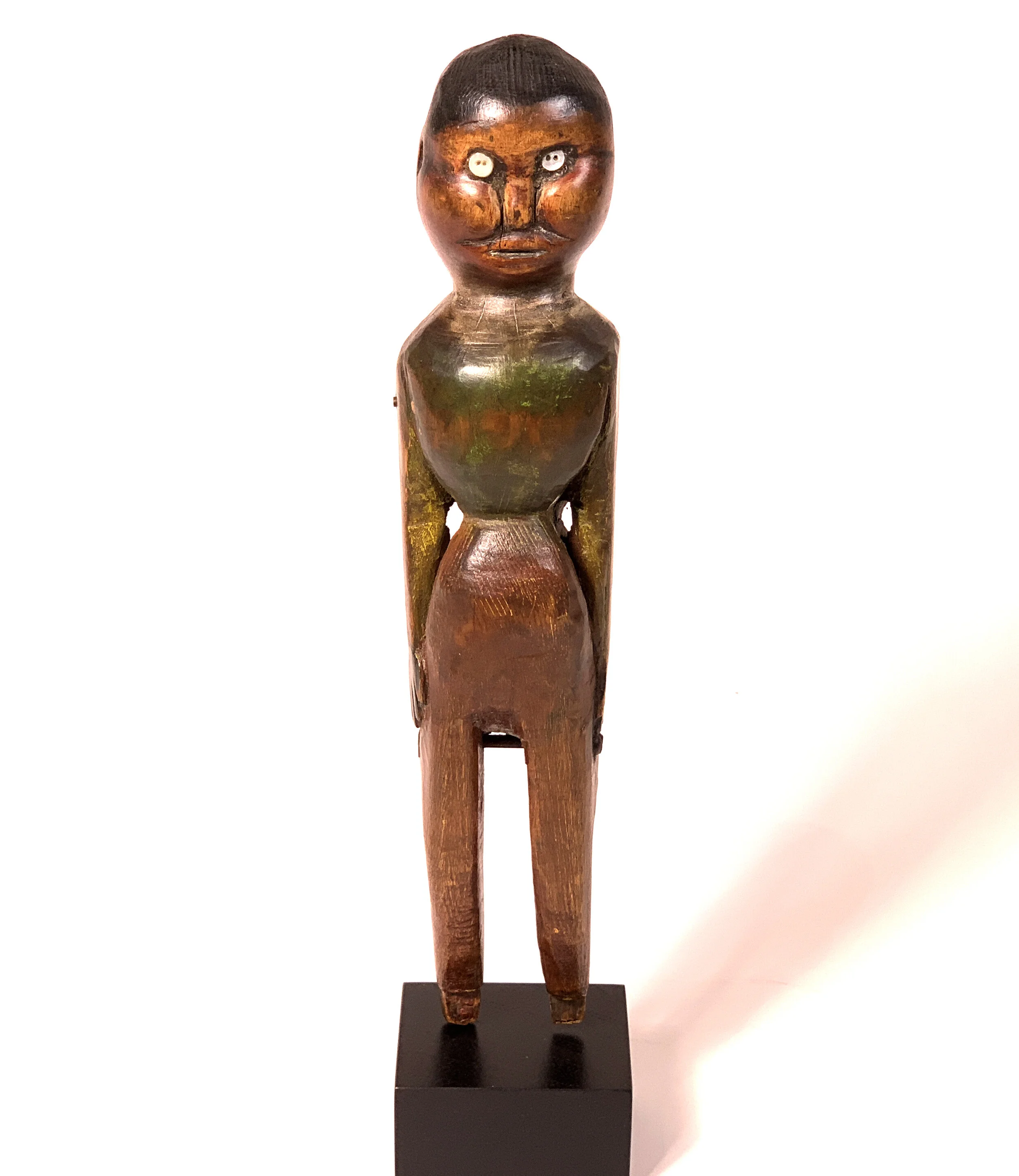 Primitive Carved FIgure with Button Eyes — South Road Art